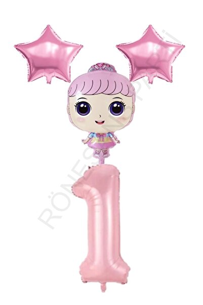 Generic Brand PinK Number and Star Foil Balloon Set for BabY Girl - Age 1