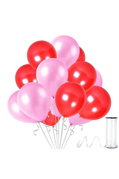 BAL10 DÜNYASI Red - Lilac Metallic Balloon 15 Pieces