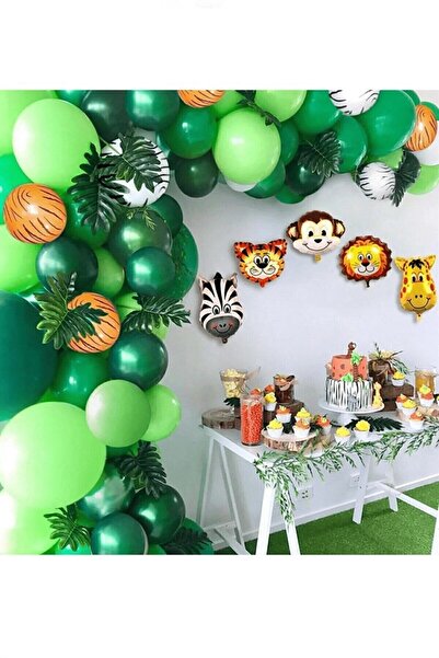 BAL10 DÜNYASI Safari Temalı Zincir Balon, Sarafi Hayvan Doğum Günü Konsepti