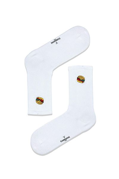 CARNAVAL SOCKS Бродирани цветни чорапи с шарка на хамбургер
