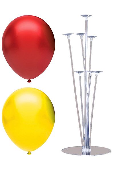 BAL10 DÜNYASI 7 Stick Balloon Stand + 7 Balloons (Red, Yellow)