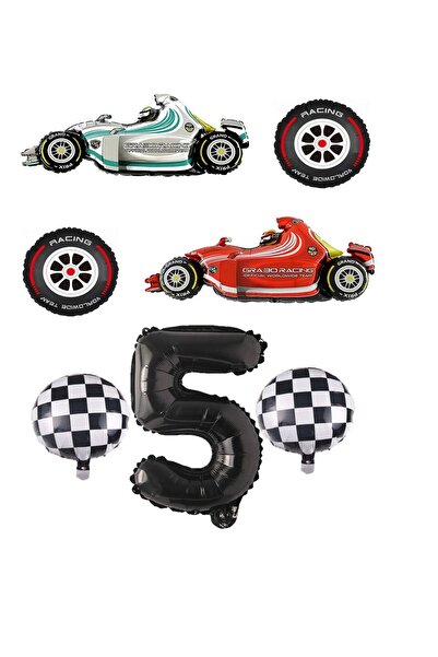 BAL10 DÜNYASI مجموعة بالونات من رقائق السباق باللون الأبيض والأحمر ومربعات مط...