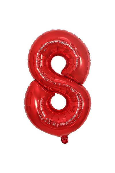 BAL10 DÜNYASI Foil Balloon Red Number 8 40 Inch 100 Cm
