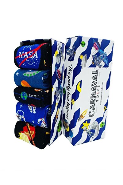 CARNAVAL SOCKS 5'li Gezegenler Desenli Tasarımlı Renkli Çorap