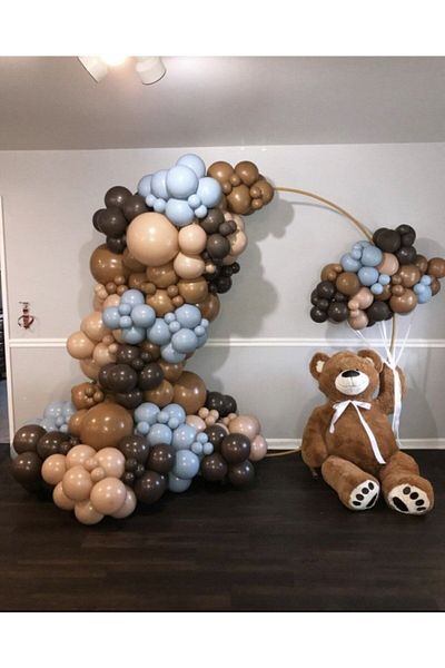 BAL10 DÜNYASI Caramel Skin Chocolate Brown Blue Pastel Color Balloon Chain 100 Pieces + 5 mt Balloon Chain