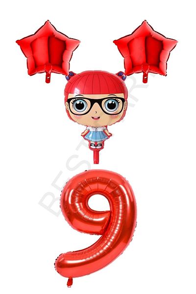 BEST PARTİ DOĞUM GÜNÜ PARTİ SÜSLERİ Red Number and Star Balloon Set for 9 Years Old Baby Girl