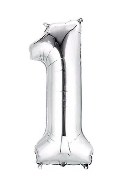 BAL10 DÜNYASI Foil Balloon 40 Inch 100 cm Number 1 Silver