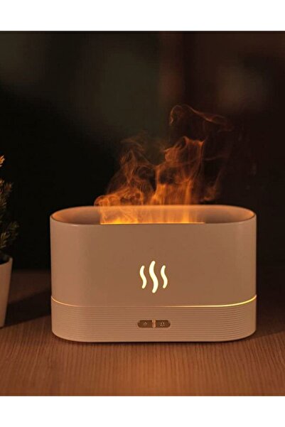 PASACO Alev Görünümlü Difüzör Oda Hava Nemlendirici Işıklı Ultrasonik Buhar Makinesi Aroma Terapi 230 ml