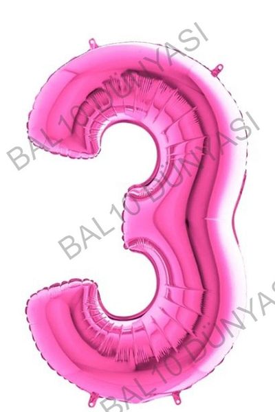 BAL10 DÜNYASI Fuchsia Pink Foil Number Balloon 100 Cm 3