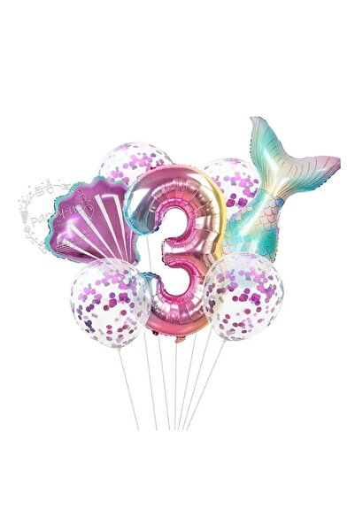 BEST PARTİ DOĞUM GÜNÜ PARTİ SÜSLERİ مجموعة رقائق حورية البحر لعمر 3 سنوات - م...