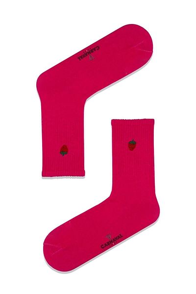 CARNAVAL SOCKS Αθλητικές κάλτσες σε ροζ χρώμα με κεντημένες φράουλες