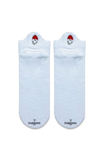 CARNAVAL SOCKS 8'li Emoji Desenli Bilekte Nakışlı Patik Spor Çorap