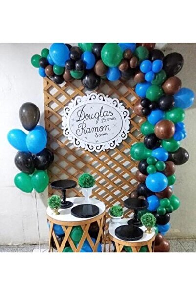 BAL10 DÜNYASI Special Day Brown Blue Green Black Balloon Chain 100 Pieces