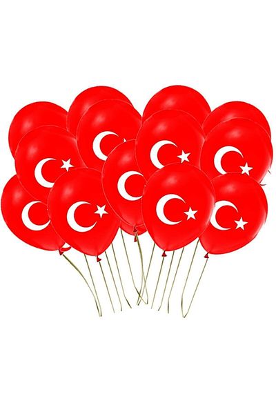 BAL10 DÜNYASI 30 Turkish Flag Red Printed Balloons 23 April 29 October Decoration