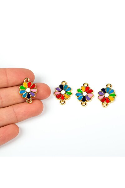 yfhobi 1 Adet - 16 Mm Çift Kulp Karışık Mineli Papatya Takı Aparatı, Altın Ka...