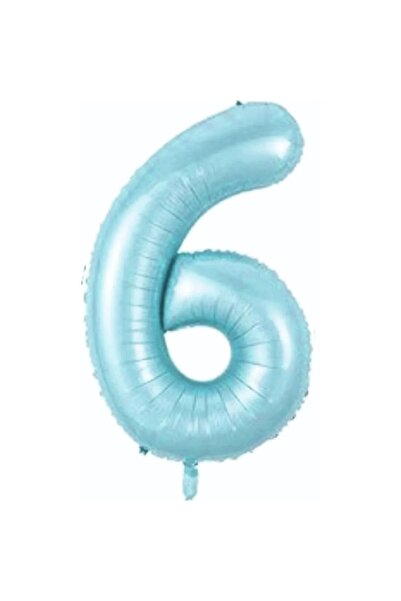 BAL10 DÜNYASI 6 بالونات فويل أرقام باللون الأزرق الفاتح 80 سم