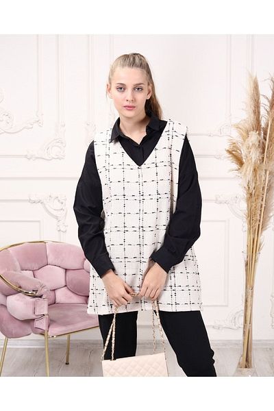 CNG MODA Women's Patterned Tweed Sweater