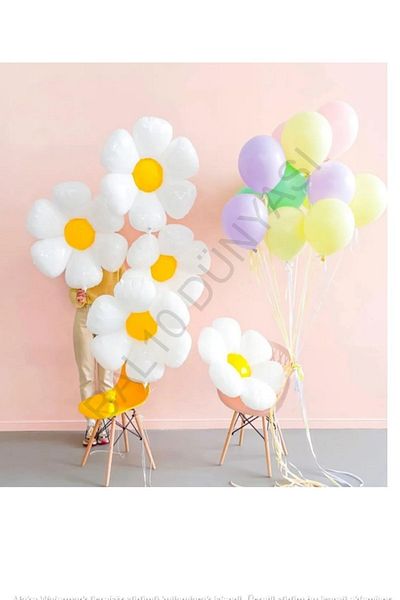 BAL10 DÜNYASI Daisy Themed Foil and Latex Balloon Set