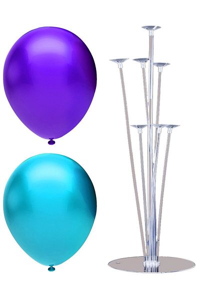 BAL10 DÜNYASI 7 Stick Balloon Stand + 7 Balloons (Purple - Light Blue)