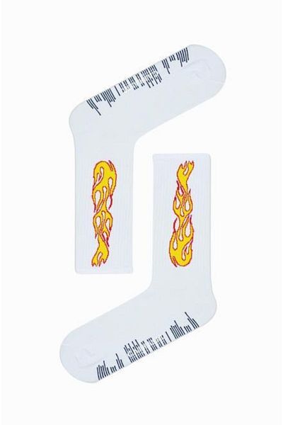 CARNAVAL SOCKS Цветни чорапи с шарка на бял пламък