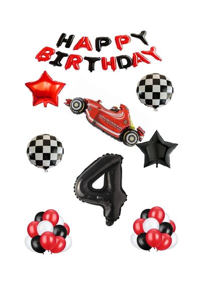 BAL10 DÜNYASI مجموعة بالونات من رقائق الفويل واللاتكس تحت عنوان السباق باللون...