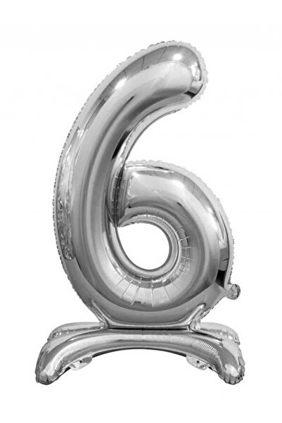 BAL10 DÜNYASI 6 بالونات فضية اللون بأرقام 76 سم