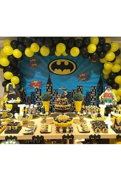 BAL10 DÜNYASI 12 Inch 50 Pieces Balloons - Chain with Mask, Man Themed Concept Birthday