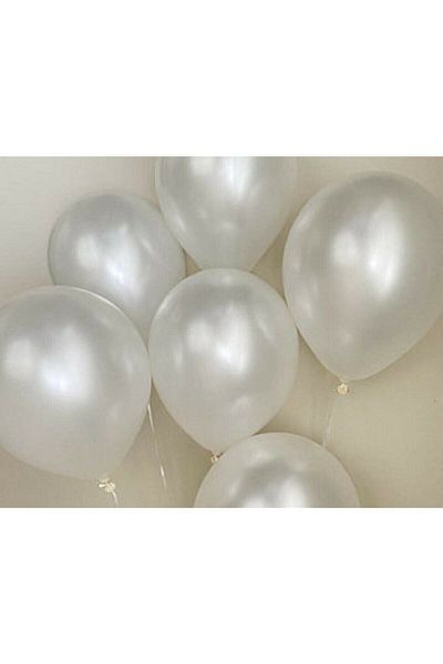 BAL10 DÜNYASI 12 Inch Metallic White Balloon Pack of 10
