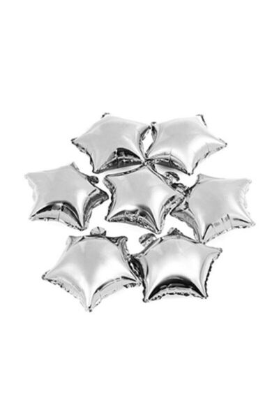 BAL10 DÜNYASI Silver Star Foil Balloon Set 7 Pieces 25 cm