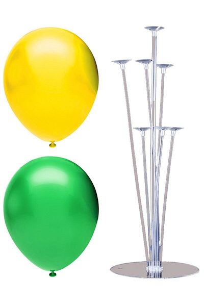 BAL10 DÜNYASI 7 Stick Balloon Stand + 40 Balloons (Yellow - Dark Green)
