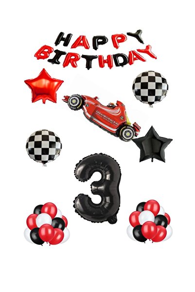 BAL10 DÜNYASI مجموعة بالونات من رقائق الفويل واللاتكس تحت عنوان السباق باللون...