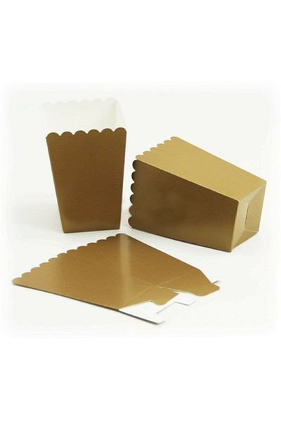 BAL10 DÜNYASI Gold Color Popcorn Box (corn, Chips Box) 8 Pieces