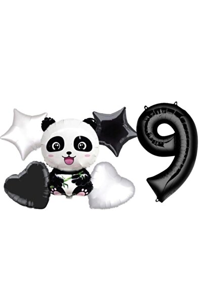 BAL10 DÜNYASI Panda Themed Star Heart Foil Balloon Wedding Party Set Age 1