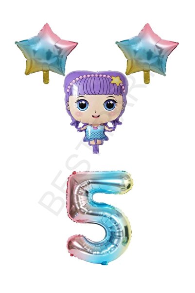BEST PARTİ DOĞUM GÜNÜ PARTİ SÜSLERİ Purple Rainbow Number and Star Foil Ballo...