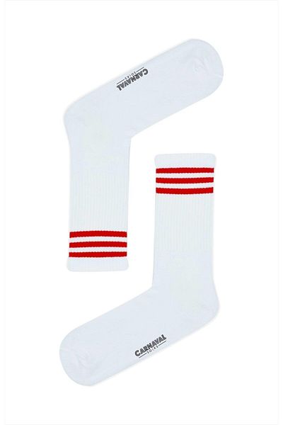 CARNAVAL SOCKS Дълги червени райета с шарени цветни чорапи