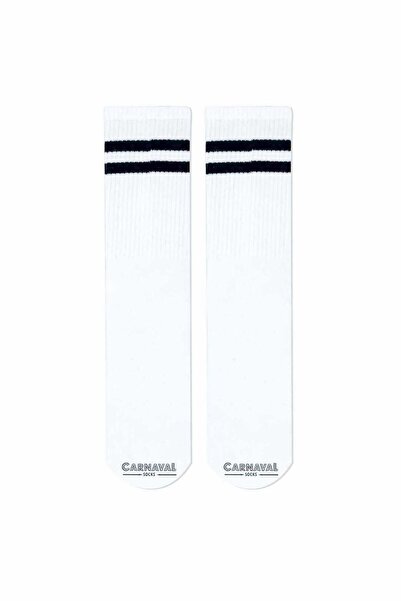 CARNAVAL SOCKS Унисекс бели спортни чорапи до глезена с двойни райета