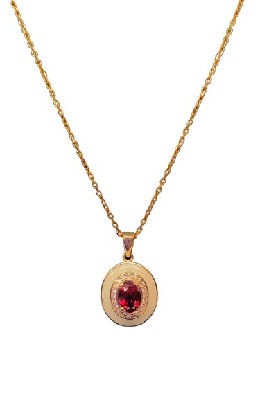 Natural Jewelleryy Kadın Gümüş Altın Kaplama Yakut Kolye