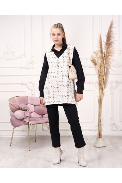 CNG MODA Women's Patterned Tweed Sweater