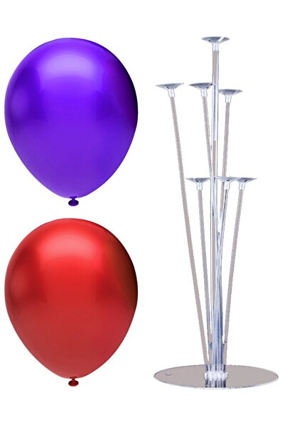 BAL10 DÜNYASI 7 Stick Balloon Stand + 100 Balloons (Purple - Yellow)