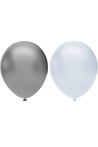 BAL10 DÜNYASI Metallic Balloon Set 10 Pieces (White, Silver)