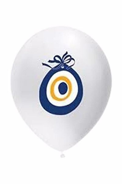 BAL10 DÜNYASI White Mashallah Balloon with Evil Eye Beads 40 Pieces