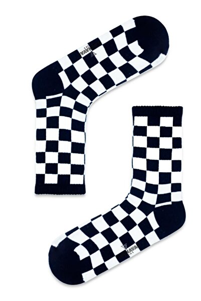 CARNAVAL SOCKS Șosete sport colorate cu modele în șah negru de colegiu