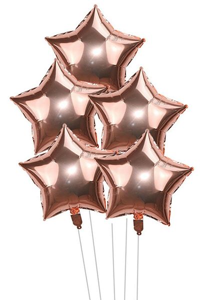 BAL10 DÜNYASI Rose Gold Star Foil Balloon 45 Cm - 5 Pieces