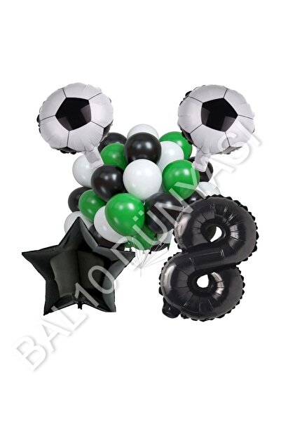 BAL10 DÜNYASI Football Ball Star Number Latex Balloon Set Age 8