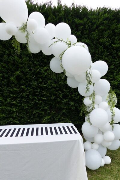 BAL10 DÜNYASI White Pastel Chain Balloon Set 50 Pieces + 5 Mt Balloon Chain