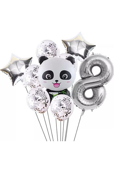 BAL10 DÜNYASI Panda Themed Silver Color Wedding Party Set Age 8