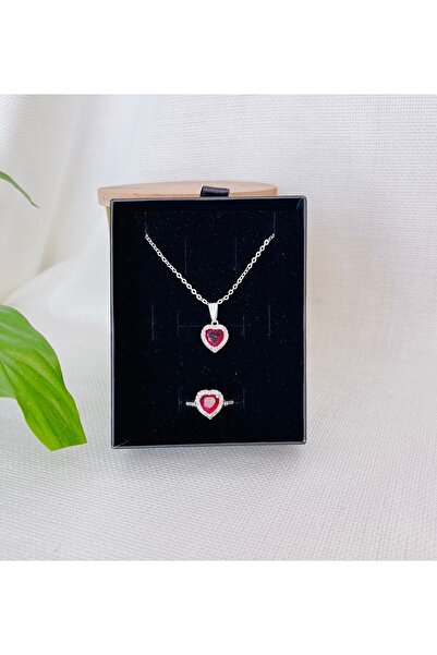 RM Bijuteri Zirkon Taşlı Kalp Model Çelik Set