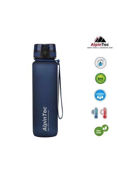 AlpinTec 1000 ML Dark Blue Tritan Water Bottle - 28 cm