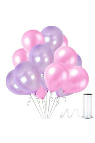 BAL10 DÜNYASI Pink - Lilac Metallic Balloon 50 Pieces