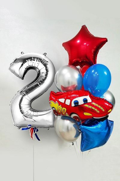 BAL10 DÜNYASI Red Car Themed Balloon Set Age 2